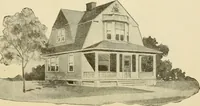 An illustration from Hodgson's modern house building : perspective views and floor plans of fifty low and medium priced houses ; full and complete working plans and specifications of any of these houses will be mailed at the low prices named, on the same day the order is received ; illustrated (1905)