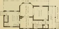 An illustration from Hodgson's modern house building : perspective views and floor plans of fifty low and medium priced houses ; full and complete working plans and specifications of any of these houses will be mailed at the low prices named, on the same day the order is received ; illustrated (1905)