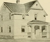 An illustration from Hodgson's modern house building : perspective views and floor plans of fifty low and medium priced houses ; full and complete working plans and specifications of any of these houses will be mailed at the low prices named, on the same day the order is received ; illustrated (1905)