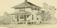 An illustration from Hodgson's modern house building : perspective views and floor plans of fifty low and medium priced houses ; full and complete working plans and specifications of any of these houses will be mailed at the low prices named, on the same day the order is received ; illustrated (1905)