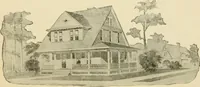 An illustration from Hodgson's modern house building : perspective views and floor plans of fifty low and medium priced houses ; full and complete working plans and specifications of any of these houses will be mailed at the low prices named, on the same day the order is received ; illustrated (1905)