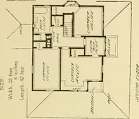 An illustration from Hodgson's modern house building : perspective views and floor plans of fifty low and medium priced houses ; full and complete working plans and specifications of any of these houses will be mailed at the low prices named, on the same day the order is received ; illustrated (1905)