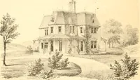 An illustration from Holly's country seats: containing lithographic designs for cottages, villas, mansions, etc., with their accompanying outbuildings; also, country churches, city buildings, railway stations, etc., etc (1863)