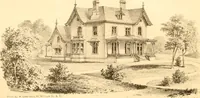 An illustration from Holly's country seats: containing lithographic designs for cottages, villas, mansions, etc., with their accompanying outbuildings; also, country churches, city buildings, railway stations, etc., etc (1863)