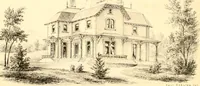 An illustration from Holly's country seats: containing lithographic designs for cottages, villas, mansions, etc., with their accompanying outbuildings; also, country churches, city buildings, railway stations, etc., etc (1863)