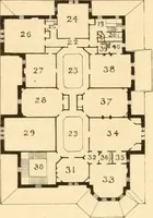 An illustration from Holly's country seats: containing lithographic designs for cottages, villas, mansions, etc., with their accompanying outbuildings; also, country churches, city buildings, railway stations, etc., etc (1863)