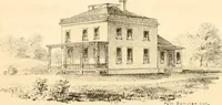 An illustration from Holly's country seats: containing lithographic designs for cottages, villas, mansions, etc., with their accompanying outbuildings; also, country churches, city buildings, railway stations, etc., etc (1863)