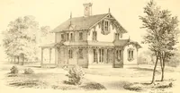 An illustration from Holly's country seats: containing lithographic designs for cottages, villas, mansions, etc., with their accompanying outbuildings; also, country churches, city buildings, railway stations, etc., etc (1863)