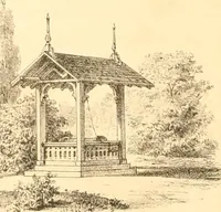 An illustration from Holly's country seats: containing lithographic designs for cottages, villas, mansions, etc., with their accompanying outbuildings; also, country churches, city buildings, railway stations, etc., etc (1863)