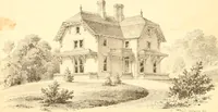 An illustration from Holly's country seats: containing lithographic designs for cottages, villas, mansions, etc., with their accompanying outbuildings; also, country churches, city buildings, railway stations, etc., etc (1863)