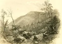 An illustration from The home book of the picturesque, or, American scenery, art, and literature : comprising a series of essays by Washington Irving, W.C. Bryant, Fenimore Cooper, Miss Cooper, N.P. Willis, Bayard Taylor, H.T. Tuckerman, E.L. Magoon, Dr. Bethune, A.B. Street, Miss Field, etc., with thirteen engravings on steel, from pictures by eminent artists, engraved expressly for this work (1852)