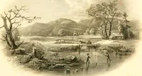 An illustration from The home book of the picturesque, or, American scenery, art, and literature : comprising a series of essays by Washington Irving, W.C. Bryant, Fenimore Cooper, Miss Cooper, N.P. Willis, Bayard Taylor, H.T. Tuckerman, E.L. Magoon, Dr. Bethune, A.B. Street, Miss Field, etc., with thirteen engravings on steel, from pictures by eminent artists, engraved expressly for this work (1852)
