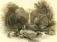 An illustration from The home book of the picturesque, or, American scenery, art, and literature : comprising a series of essays by Washington Irving, W.C. Bryant, Fenimore Cooper, Miss Cooper, N.P. Willis, Bayard Taylor, H.T. Tuckerman, E.L. Magoon, Dr. Bethune, A.B. Street, Miss Field, etc., with thirteen engravings on steel, from pictures by eminent artists, engraved expressly for this work (1852)