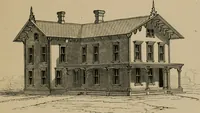 An illustration from Home building. A reliable book of facts, relative to building, living, materials, costs, at about 400 places from New York to San Francisco. Containing 42 plates and 45 original designs of buildings .. (1877)