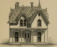 An illustration from Home building. A reliable book of facts, relative to building, living, materials, costs, at about 400 places from New York to San Francisco. Containing 42 plates and 45 original designs of buildings .. (1877)