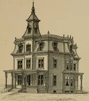 An illustration from Home building. A reliable book of facts, relative to building, living, materials, costs, at about 400 places from New York to San Francisco. Containing 42 plates and 45 original designs of buildings .. (1877)