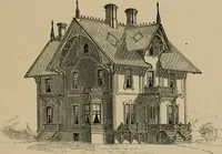 An illustration from Home building. A reliable book of facts, relative to building, living, materials, costs, at about 400 places from New York to San Francisco. Containing 42 plates and 45 original designs of buildings .. (1877)