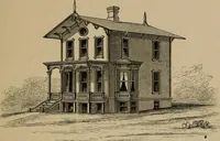 An illustration from Home building. A reliable book of facts, relative to building, living, materials, costs, at about 400 places from New York to San Francisco. Containing 42 plates and 45 original designs of buildings .. (1877)