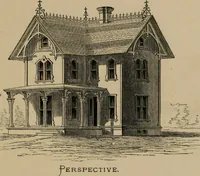 An illustration from Home building. A reliable book of facts, relative to building, living, materials, costs, at about 400 places from New York to San Francisco. Containing 42 plates and 45 original designs of buildings .. (1877)