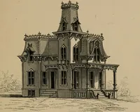 An illustration from Home building. A reliable book of facts, relative to building, living, materials, costs, at about 400 places from New York to San Francisco. Containing 42 plates and 45 original designs of buildings .. (1877)