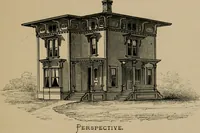 An illustration from Home building. A reliable book of facts, relative to building, living, materials, costs, at about 400 places from New York to San Francisco. Containing 42 plates and 45 original designs of buildings .. (1877)