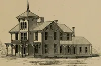 An illustration from Home building. A reliable book of facts, relative to building, living, materials, costs, at about 400 places from New York to San Francisco. Containing 42 plates and 45 original designs of buildings .. (1877)