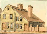 An illustration from Homes of our forefathers in Boston. Old England and Boston, New England (1889)