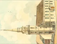 An illustration from Homes of our forefathers in Boston. Old England and Boston, New England (1889)