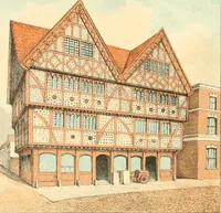 An illustration from Homes of our forefathers in Boston. Old England and Boston, New England (1889)