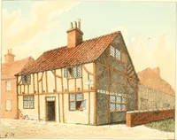 An illustration from Homes of our forefathers in Boston. Old England and Boston, New England (1889)