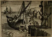 An illustration from Homo microcosmus, hoc est: parvus mundus, macrocosmo, id est: magno mundo, in variis æri incisis figuris totq; carminibus Latinis, per selectiores veterum poëtarum fabulas, nec non elegantiores quasdam historias, emblematice expositus; cujus hæc editio tertia. In qua Latina ista carmina puris rhythmis, Germanicis sunt donata ... Opus, non solùm ad studiosæ juventutis, sed etiam pictorum, sculptorum ... usum et delectationem adornatum (1670)