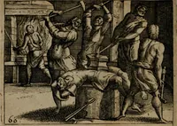An illustration from Homo microcosmus, hoc est: parvus mundus, macrocosmo, id est: magno mundo, in variis æri incisis figuris totq; carminibus Latinis, per selectiores veterum poëtarum fabulas, nec non elegantiores quasdam historias, emblematice expositus; cujus hæc editio tertia. In qua Latina ista carmina puris rhythmis, Germanicis sunt donata ... Opus, non solùm ad studiosæ juventutis, sed etiam pictorum, sculptorum ... usum et delectationem adornatum (1670)