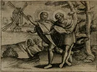 Picture 10 of 75 from Homo microcosmus, hoc est: parvus mundus, macrocosmo, id est: magno mundo, in variis æri incisis figuris totq; carminibus Latinis, per selectiores veterum poëtarum fabulas, nec non elegantiores quasdam historias, emblematice expositus; cujus hæc editio tertia. In qua Latina ista carmina puris rhythmis, Germanicis sunt donata ... Opus, non solùm ad studiosæ juventutis, sed etiam pictorum, sculptorum ... usum et delectationem adornatum (1670), leaf 31