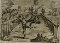Picture 25 of 75 from Homo microcosmus, hoc est: parvus mundus, macrocosmo, id est: magno mundo, in variis æri incisis figuris totq; carminibus Latinis, per selectiores veterum poëtarum fabulas, nec non elegantiores quasdam historias, emblematice expositus; cujus hæc editio tertia. In qua Latina ista carmina puris rhythmis, Germanicis sunt donata ... Opus, non solùm ad studiosæ juventutis, sed etiam pictorum, sculptorum ... usum et delectationem adornatum (1670), leaf 61