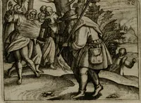An illustration from Homo microcosmus, hoc est: parvus mundus, macrocosmo, id est: magno mundo, in variis æri incisis figuris totq; carminibus Latinis, per selectiores veterum poëtarum fabulas, nec non elegantiores quasdam historias, emblematice expositus; cujus hæc editio tertia. In qua Latina ista carmina puris rhythmis, Germanicis sunt donata ... Opus, non solùm ad studiosæ juventutis, sed etiam pictorum, sculptorum ... usum et delectationem adornatum (1670)