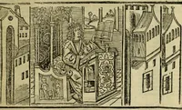 An illustration from Horatij Flacci Venusini. Poete lirici Opera : cu[m] quibusdam annotatio[n]ib[us]. Imaginibusq[ue] pulcherrimis. aptisq[ue] ad Odaru[m] concentus & sententias