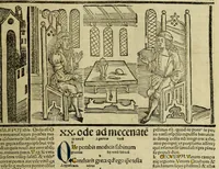 An illustration from Horatij Flacci Venusini. Poete lirici Opera : cu[m] quibusdam annotatio[n]ib[us]. Imaginibusq[ue] pulcherrimis. aptisq[ue] ad Odaru[m] concentus & sententias