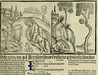 An illustration from Horatij Flacci Venusini. Poete lirici Opera : cu[m] quibusdam annotatio[n]ib[us]. Imaginibusq[ue] pulcherrimis. aptisq[ue] ad Odaru[m] concentus & sententias