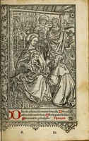 An illustration from Hore dive [vir]ginis Marie : s[e]c[un]d[u]m veru[m] vsum romanu[m], cum aliis multis folio sequenti notatis, vna cum figuris apocalipsis post figuras Biblie recenter insertis (1505)