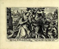 An illustration from Hortvs volvptatvm, qui sua nihilominus etiam producit moralia : in floridae juuentutis gratiã editus ac diuulgatus (1599)