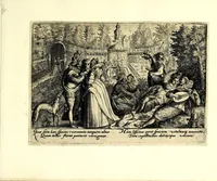 An illustration from Hortvs volvptatvm, qui sua nihilominus etiam producit moralia : in floridae juuentutis gratiã editus ac diuulgatus (1599)
