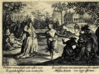 An illustration from Hortvs volvptatvm, qui sua nihilominus etiam producit moralia : in floridae juuentutis gratiã editus ac diuulgatus (1599)