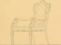 An illustration from House furnishing, decorating and embellishing assistant. Consisting of original designs in the Grecian, Italian, renaissance, Louis-quatorze, gothic, Tudor, and Elizabethan styles .. (1847)