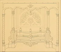 An illustration from House furnishing, decorating and embellishing assistant. Consisting of original designs in the Grecian, Italian, renaissance, Louis-quatorze, gothic, Tudor, and Elizabethan styles .. (1847)