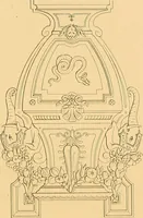 An illustration from House furnishing, decorating and embellishing assistant. Consisting of original designs in the Grecian, Italian, renaissance, Louis-quatorze, gothic, Tudor, and Elizabethan styles .. (1847)