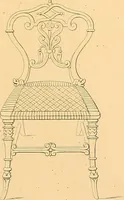 An illustration from House furnishing, decorating and embellishing assistant. Consisting of original designs in the Grecian, Italian, renaissance, Louis-quatorze, gothic, Tudor, and Elizabethan styles .. (1847)