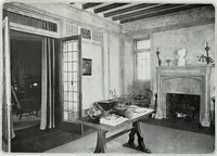 An illustration from House & garden's book of interiors, containing over three hundred illustrations of living rooms, dining rooms, libraries, halls, bedrooms, porches, breakfast rooms, nurseries, kitchens, bathrooms and the use of decorative accessories and curtains, together with practical suggestions for the furnishing and decorating of each type of room in the house (1920)