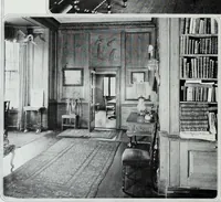 An illustration from House & garden's book of interiors, containing over three hundred illustrations of living rooms, dining rooms, libraries, halls, bedrooms, porches, breakfast rooms, nurseries, kitchens, bathrooms and the use of decorative accessories and curtains, together with practical suggestions for the furnishing and decorating of each type of room in the house (1920)