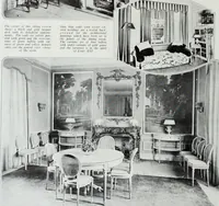 An illustration from House & garden's book of interiors, containing over three hundred illustrations of living rooms, dining rooms, libraries, halls, bedrooms, porches, breakfast rooms, nurseries, kitchens, bathrooms and the use of decorative accessories and curtains, together with practical suggestions for the furnishing and decorating of each type of room in the house (1920)