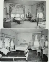 An illustration from House & garden's book of interiors, containing over three hundred illustrations of living rooms, dining rooms, libraries, halls, bedrooms, porches, breakfast rooms, nurseries, kitchens, bathrooms and the use of decorative accessories and curtains, together with practical suggestions for the furnishing and decorating of each type of room in the house (1920)